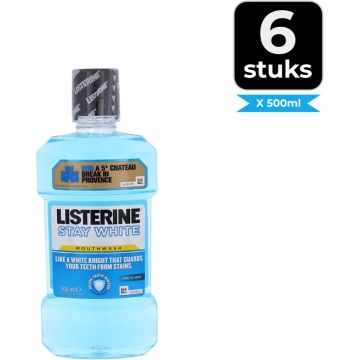 Listerine Mondwater - Stay White 500 ml - Voordeelverpakking 6 stuks