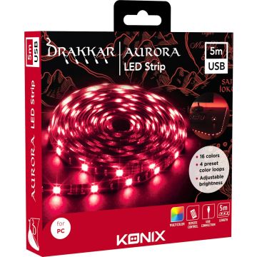 Drakkar - Aurora Led Strip - 5M - afstandsbediening - USB - 16 kleuren - instelbaar