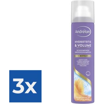 Andrelon Droogshampoo Schuimend Hydratatie &amp; Volume 200 ml - Voordeelverpakking 3 stuks