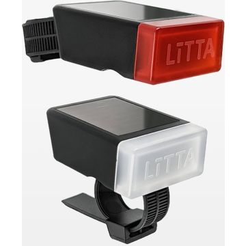 LITTA 2 Fietsverlichting op zonne-energie - Zwart (set)